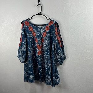 Vintage Collection Sommerset Tunic Cold Shoulder Bohemian Lightweight Sz L Chic